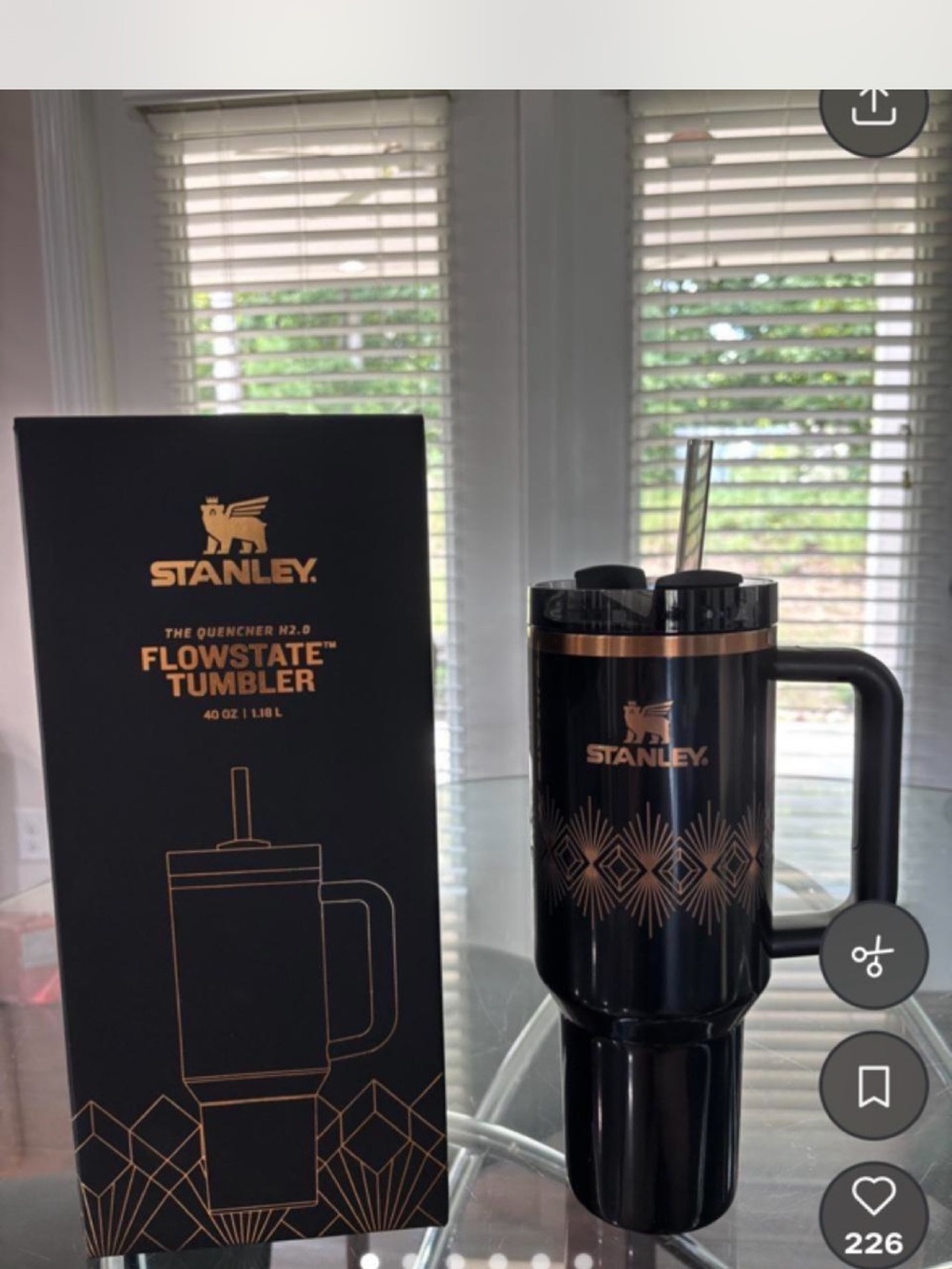 Stanley Black & Copper FlowState 40 oz Tumbler with Handle and Straw